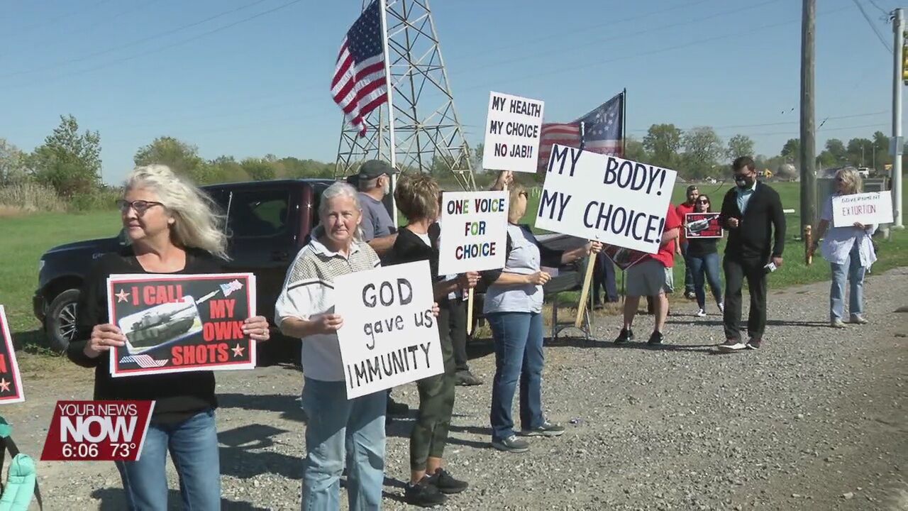 Lima General Dynamics workers hold rally against vaccine mandate Wednesday